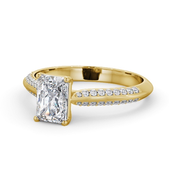  Radiant Diamond Engagement Ring 9K Yellow Gold Solitaire With Side Stones - Olive ENRA35S_YG_THUMB2 