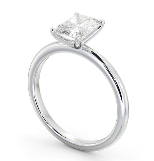 Radiant Diamond Sleek 4 Prong Engagement Ring 18K White Gold Solitaire ENRA37_WG_THUMB1