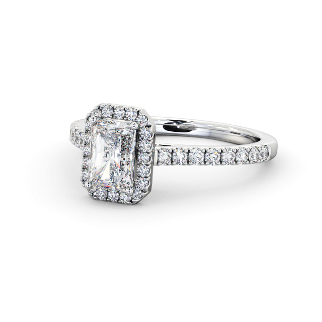 Halo Radiant Diamond Engagement Ring 18K White Gold - Mollie ENRA39_WG_FLAT