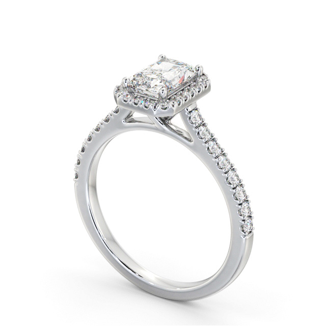 Halo Radiant Diamond Engagement Ring 18K White Gold - Mollie ENRA39_WG_SIDE