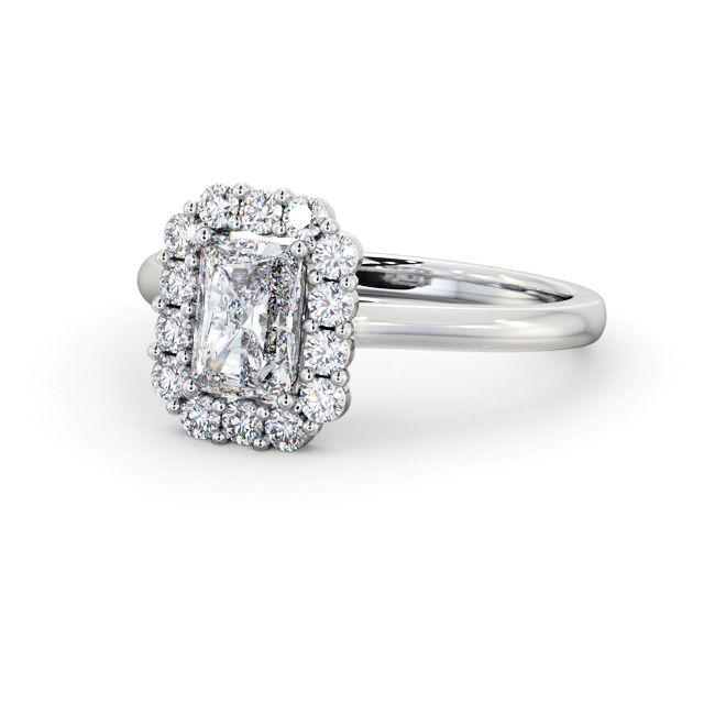 Halo Radiant Diamond Engagement Ring 9K White Gold - Danica ENRA40_WG_FLAT