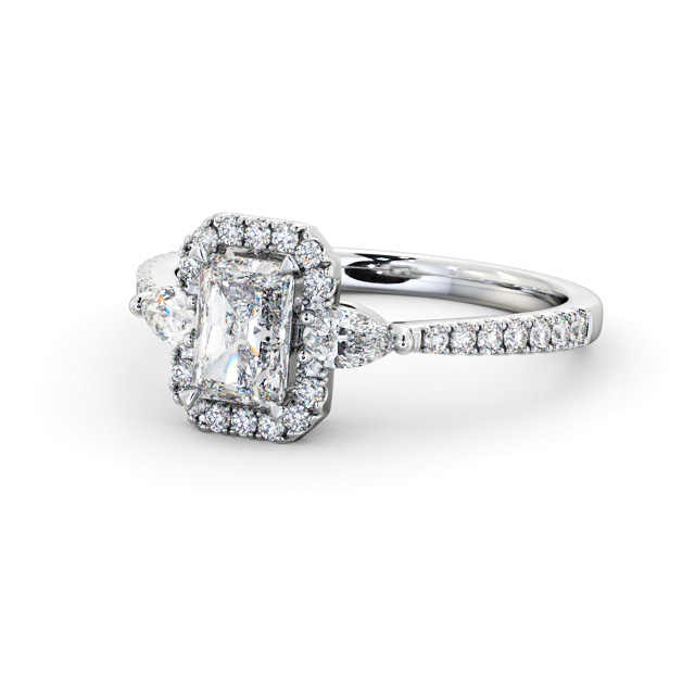 Halo Radiant Diamond Engagement Ring 18K White Gold - Bruche ENRA41_WG_FLAT