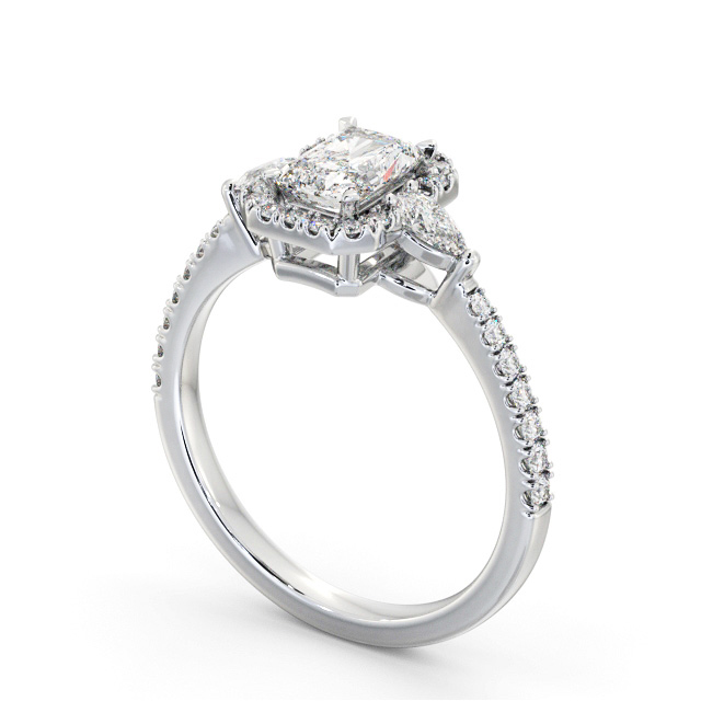 Halo Radiant Diamond Engagement Ring 18K White Gold - Bruche ENRA41_WG_SIDE