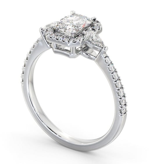  Halo Radiant Diamond Engagement Ring 18K White Gold - Bruche ENRA41_WG_THUMB1 