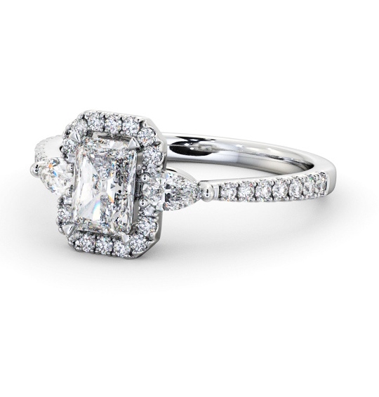  Halo Radiant Diamond Engagement Ring Platinum - Bruche ENRA41_WG_THUMB2 