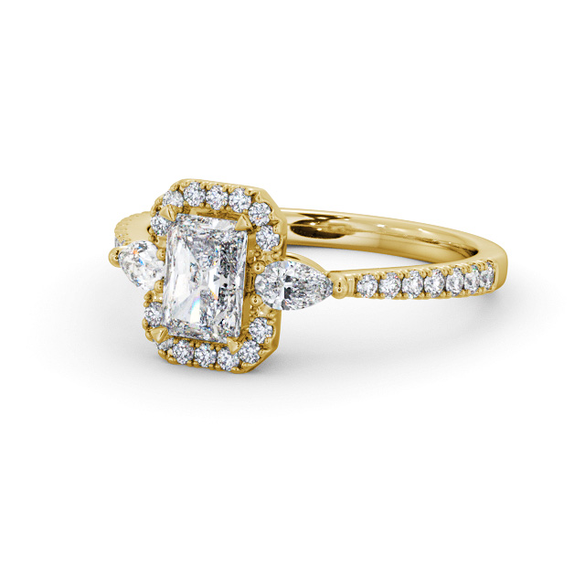 Halo Radiant Diamond Engagement Ring 9K Yellow Gold - Bruche ENRA41_YG_FLAT