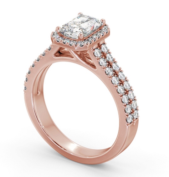 Halo Radiant Diamond Split Band Engagement Ring 9K Rose Gold ENRA42_RG_THUMB1 