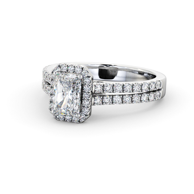 Halo Radiant Diamond Engagement Ring 9K White Gold - Menaka ENRA42_WG_FLAT