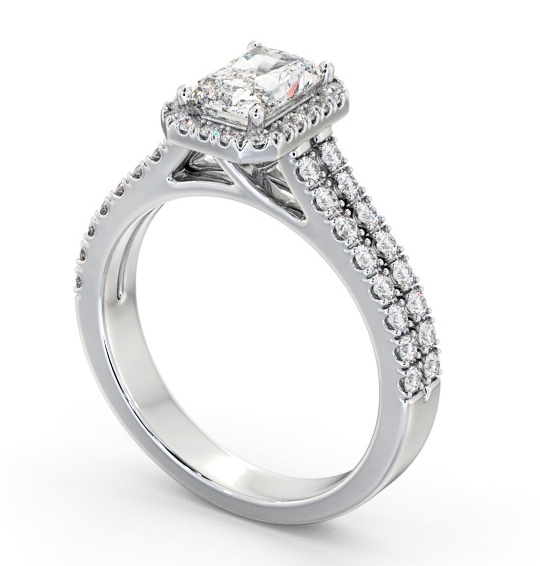 Halo Radiant Diamond Split Band Engagement Ring 9K White Gold ENRA42_WG_THUMB1 