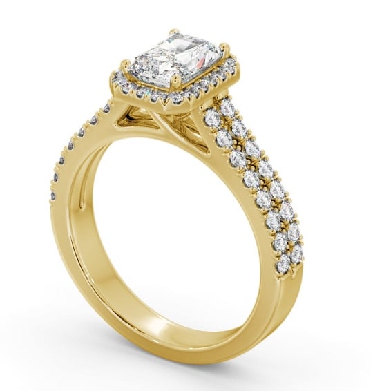 Halo Radiant Diamond Split Band Engagement Ring 18K Yellow Gold ENRA42_YG_THUMB1 