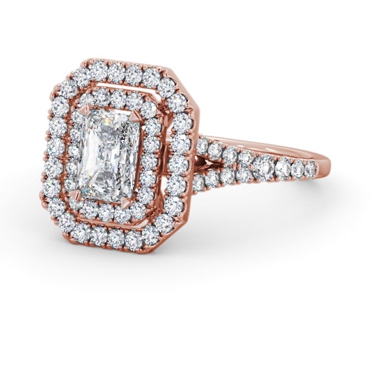 Double Halo Radiant Diamond Engagement Ring 9K Rose Gold ENRA43_RG_THUMB2 