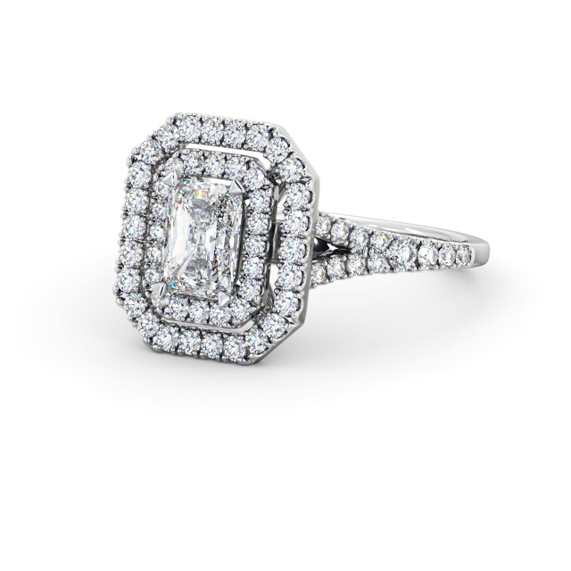 Halo Radiant Diamond Engagement Ring Platinum - Ines ENRA43_WG_FLAT
