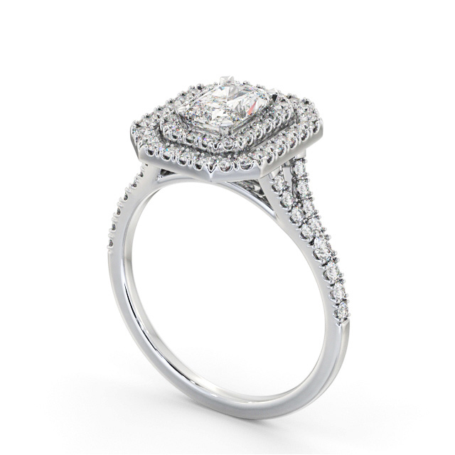 Halo Radiant Diamond Engagement Ring 18K White Gold - Ines ENRA43_WG_SIDE