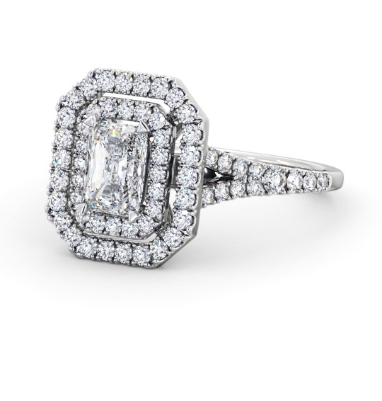 Double Halo Radiant Diamond Engagement Ring 18K White Gold ENRA43_WG_THUMB2 