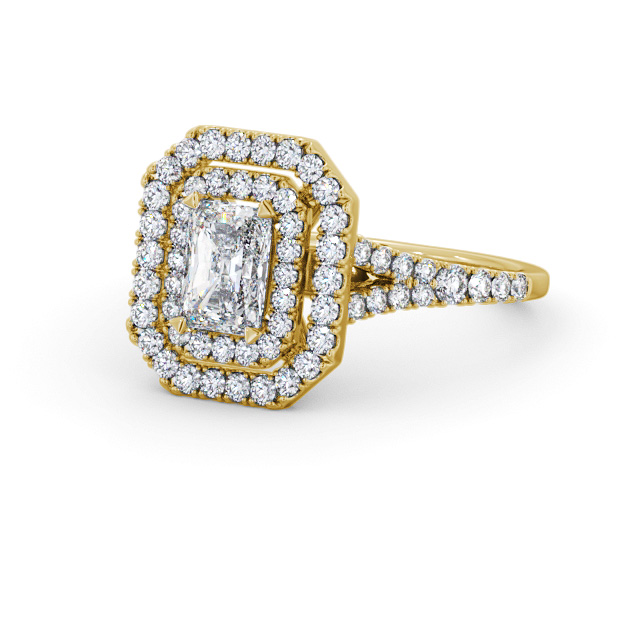 Halo Radiant Diamond Engagement Ring 9K Yellow Gold - Ines ENRA43_YG_FLAT
