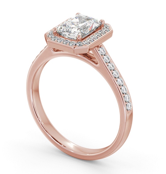 Radiant Diamond with A Channel Set Halo Engagement Ring 18K Rose Gold ENRA44_RG_THUMB1 