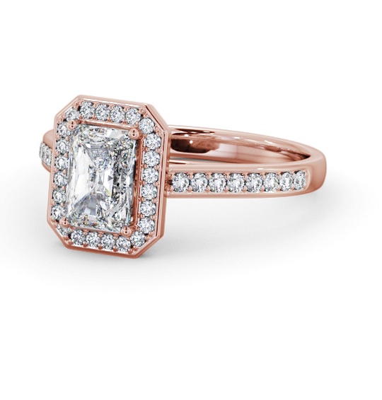 Radiant Diamond with A Channel Set Halo Engagement Ring 9K Rose Gold ENRA44_RG_THUMB2 