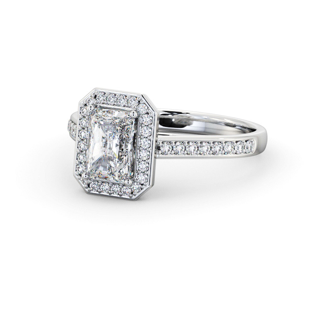 Halo Radiant Diamond Engagement Ring 18K White Gold - Caitlan ENRA44_WG_FLAT