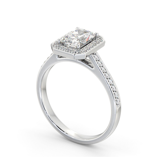Halo Radiant Diamond Engagement Ring 9K White Gold - Caitlan ENRA44_WG_SIDE