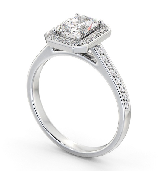Radiant Diamond with A Channel Set Halo Engagement Ring Palladium ENRA44_WG_THUMB1 