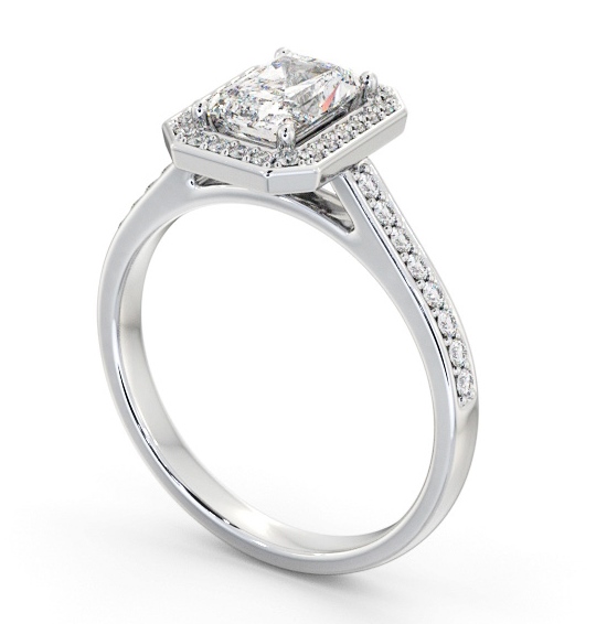 Radiant Diamond with A Channel Set Halo Engagement Ring Platinum ENRA44_WG_THUMB1 