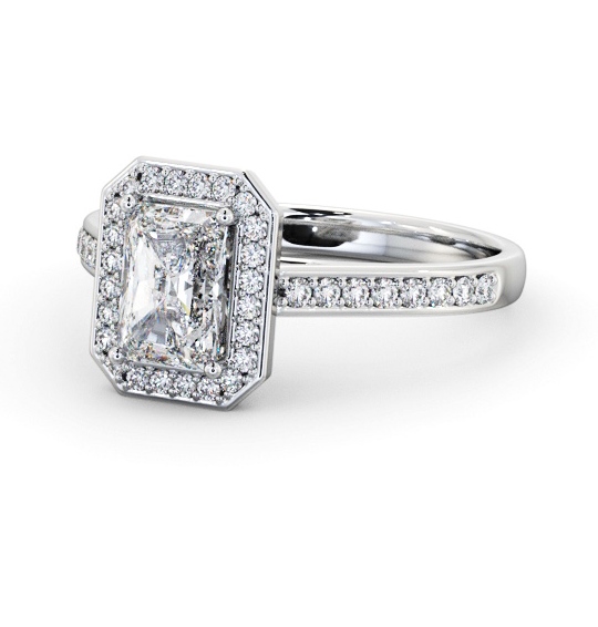 Radiant Diamond with A Channel Set Halo Engagement Ring 9K White Gold ENRA44_WG_THUMB2 