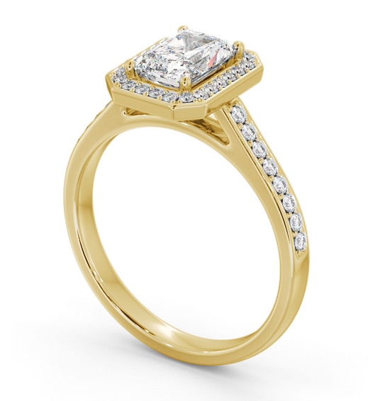 Radiant Diamond with A Channel Set Halo Engagement Ring 9K Yellow Gold ENRA44_YG_THUMB1