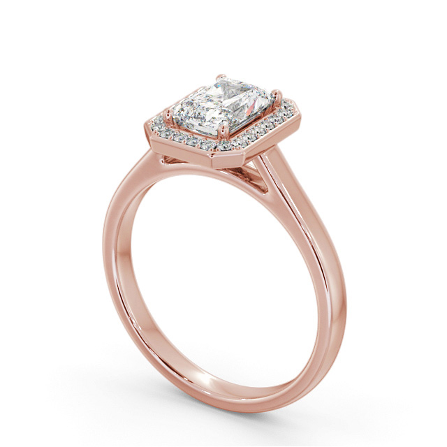 Halo Radiant Diamond Engagement Ring 18K Rose Gold - Correa ENRA45_RG_SIDE