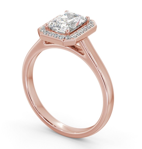 Radiant Diamond with A Channel Set Halo Engagement Ring 9K Rose Gold ENRA45_RG_THUMB1 