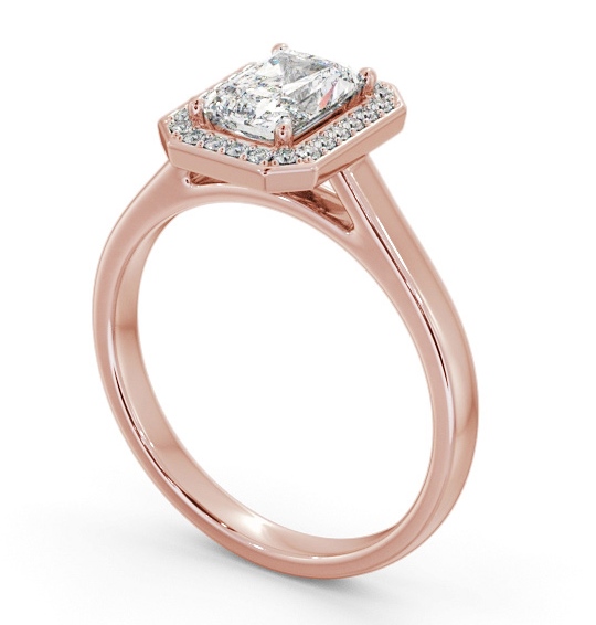 Radiant Diamond with A Channel Set Halo Engagement Ring 9K Rose Gold ENRA45_RG_THUMB1