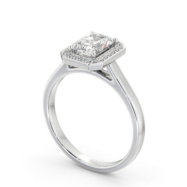 Halo Radiant Diamond Engagement Ring 18K White Gold - Correa