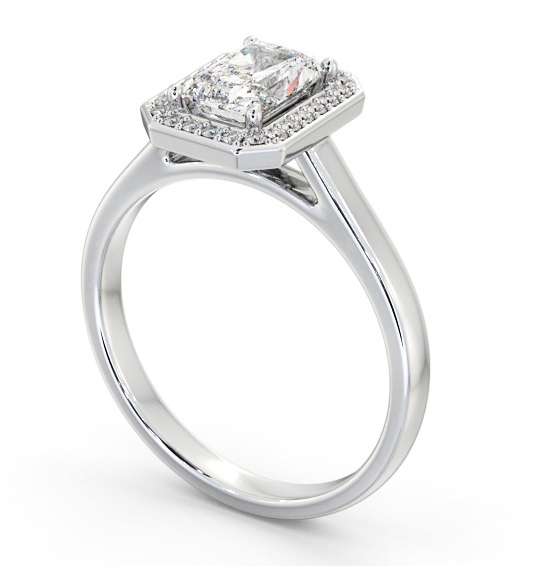 Radiant Diamond with A Channel Set Halo Engagement Ring Platinum ENRA45_WG_THUMB1 