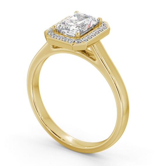 Radiant Diamond with A Channel Set Halo Engagement Ring 18K Yellow Gold ENRA45_YG_THUMB1