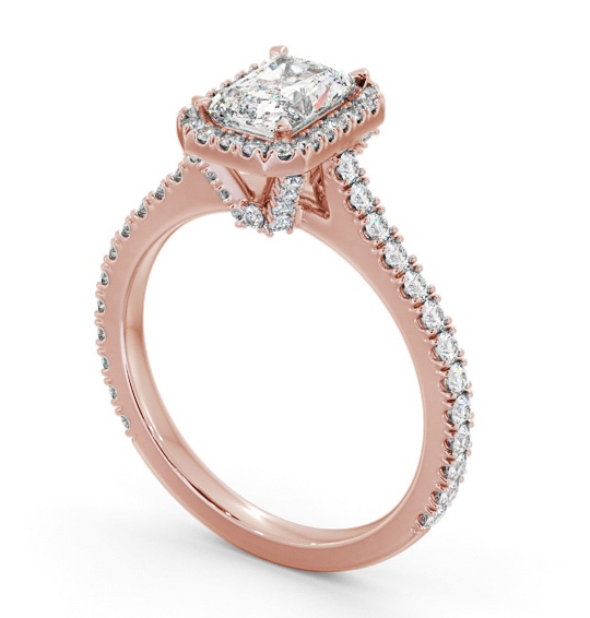 Halo Radiant Diamond Engagement Ring with Diamond Set Supports 18K Rose Gold ENRA46_RG_THUMB1