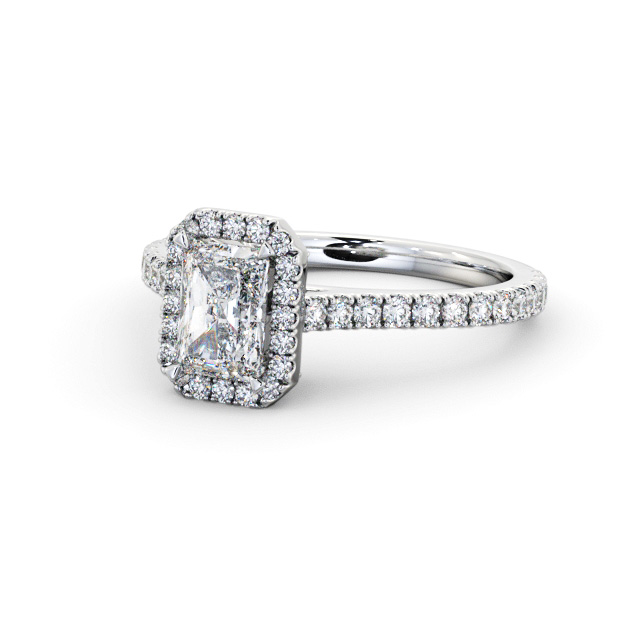 Halo Radiant Diamond Engagement Ring 9K White Gold - Ariel ENRA46_WG_FLAT