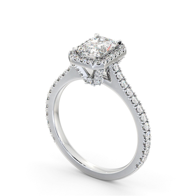 Halo Radiant Diamond Engagement Ring 18K White Gold - Ariel