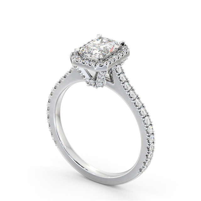 Halo Radiant Diamond Engagement Ring Platinum - Ariel ENRA46_WG_SIDE