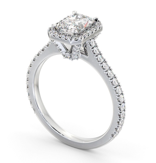  Halo Radiant Diamond Engagement Ring 18K White Gold - Ariel ENRA46_WG_THUMB1 