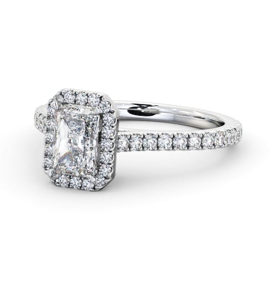 Halo Radiant Diamond Engagement Ring with Diamond Set Supports 18K White Gold ENRA46_WG_THUMB2 