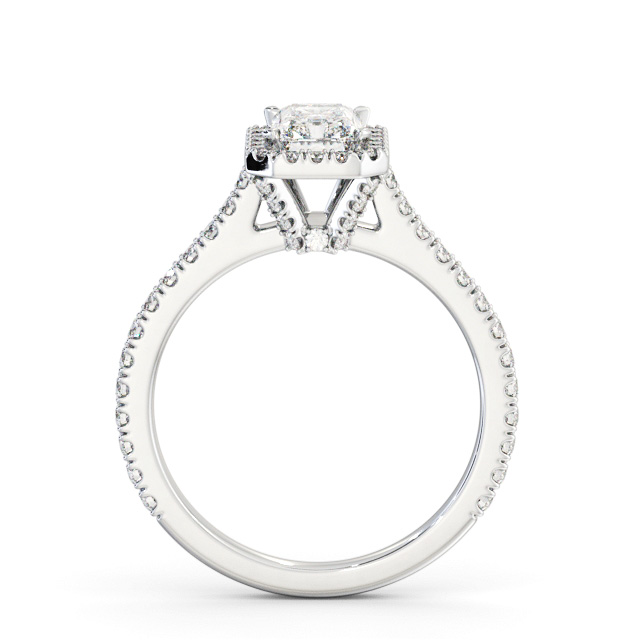 Halo Radiant Diamond Engagement Ring 9K White Gold - Ariel ENRA46_WG_UP