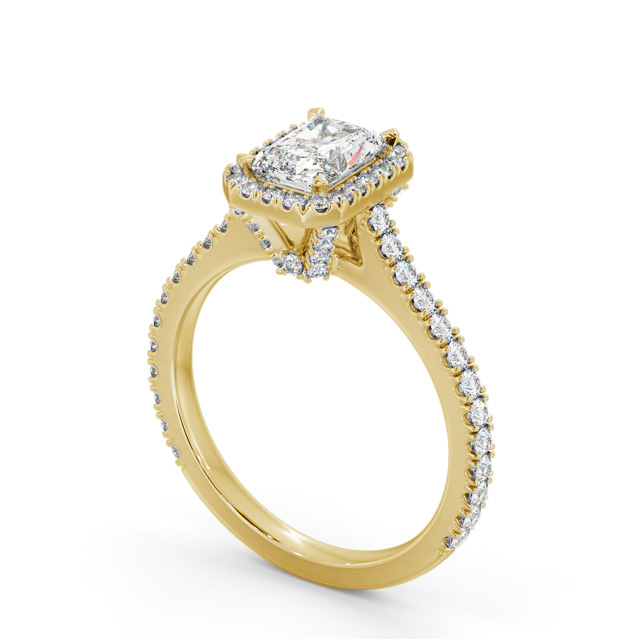 Halo Radiant Diamond Engagement Ring 18K Yellow Gold - Ariel ENRA46_YG_SIDE