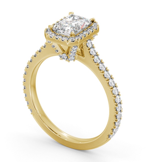 Halo Radiant Diamond Engagement Ring with Diamond Set Supports 18K Yellow Gold ENRA46_YG_THUMB1