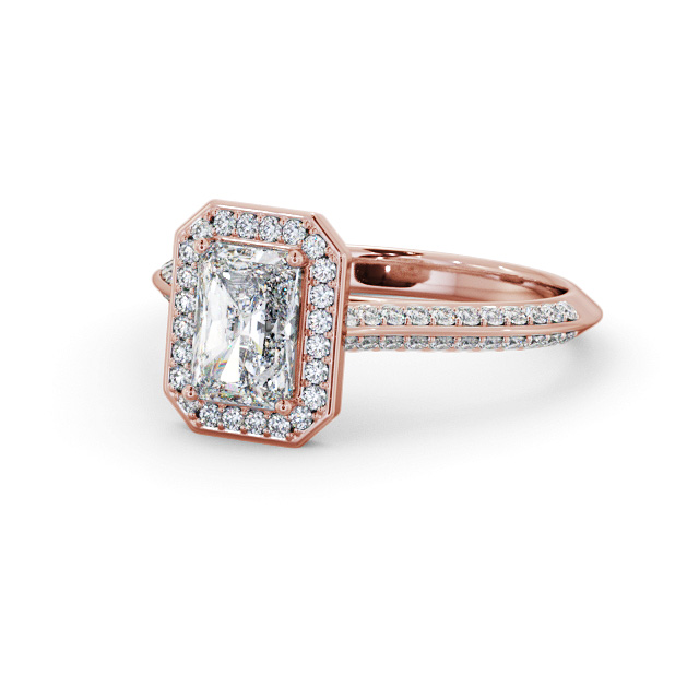 Halo Radiant Diamond Engagement Ring 9K Rose Gold - Hayes ENRA47_RG_FLAT