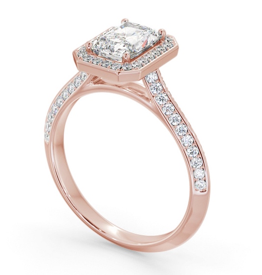 Halo Radiant Diamond with Knife Edge Band Engagement Ring 9K Rose Gold ENRA47_RG_THUMB1