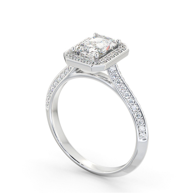 Halo Radiant Diamond Engagement Ring 18K White Gold - Hayes
