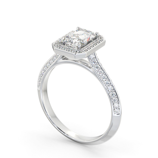 Halo Radiant Diamond Engagement Ring 9K White Gold - Hayes ENRA47_WG_SIDE
