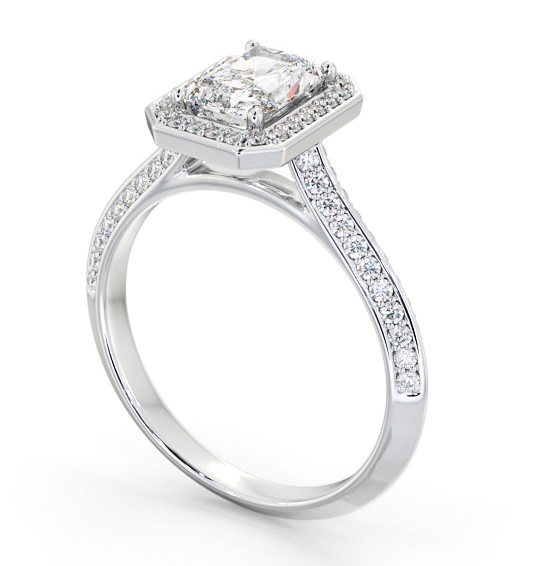  Halo Radiant Diamond Engagement Ring Platinum - Hayes ENRA47_WG_THUMB1 