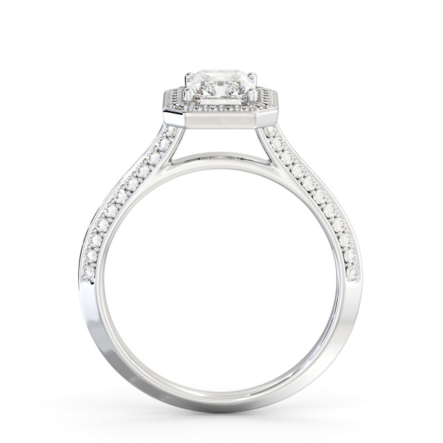 Halo Radiant Diamond Engagement Ring 18K White Gold - Hayes ENRA47_WG_UP