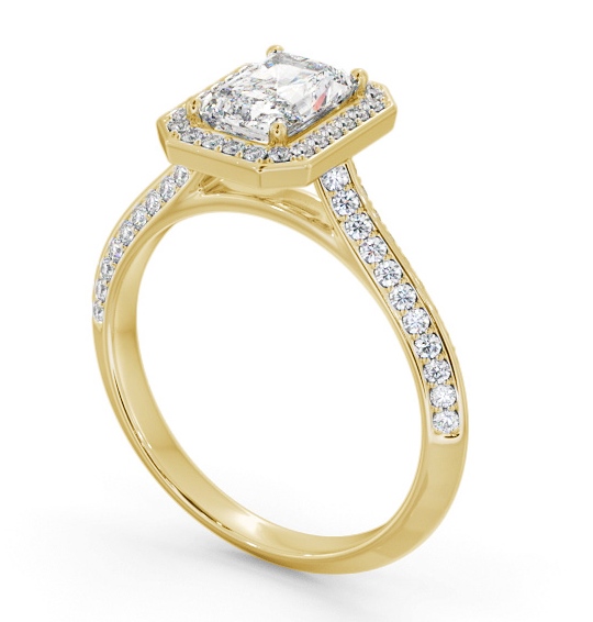 Halo Radiant Diamond with Knife Edge Band Engagement Ring 18K Yellow Gold ENRA47_YG_THUMB1 