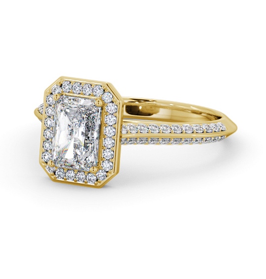 Halo Radiant Diamond with Knife Edge Band Engagement Ring 18K Yellow Gold ENRA47_YG_THUMB2 